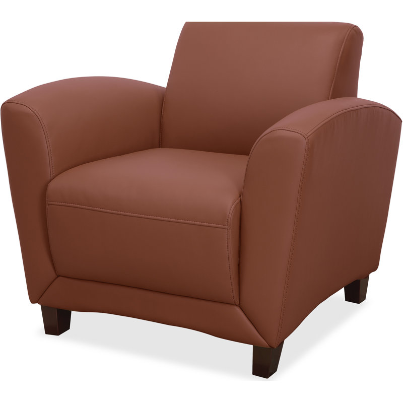 Leather Reception Chair with Wood Frame, British Tan