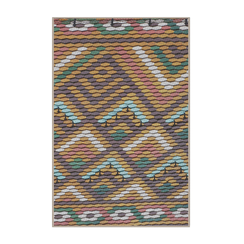 Brun/jaune Tapis décoratif remer, Rectangle 7 pi x 9 pi