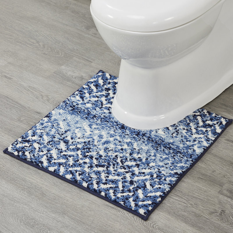 Tapis pour salle de bain avec envers antidérapant Annasia Collection, Bleu, Ensemble de 3 pièces (20 po x 20 po | 21 po x 34 