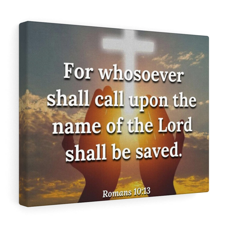 Le nom Romains 10h13 Christian Wall Art verset de la Bible impression prêt à accrocher, H 11 po x l 14 po