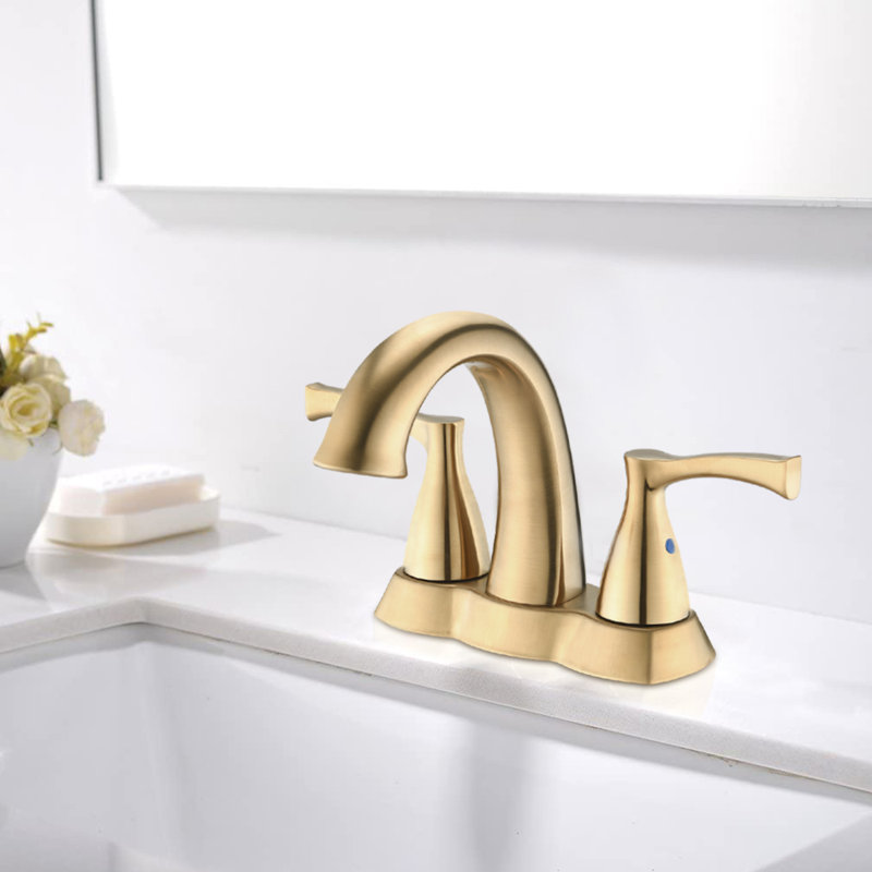 2-handle Bathroom Faucet with Drain Assembly, Brushed Gold