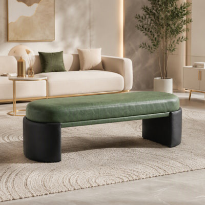 Banc de salle à manger moderne bicolore capitonné, avec structure robuste et assise spacieuse, idéal pour une décoration intérieure contemporaine.