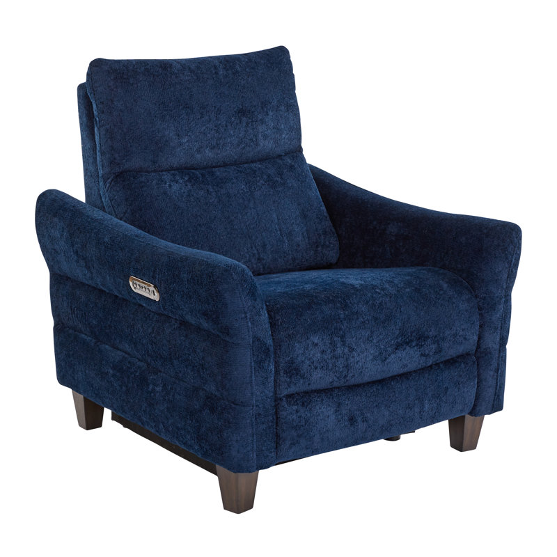 Rasco Upholstered Power Recliner, Blue
