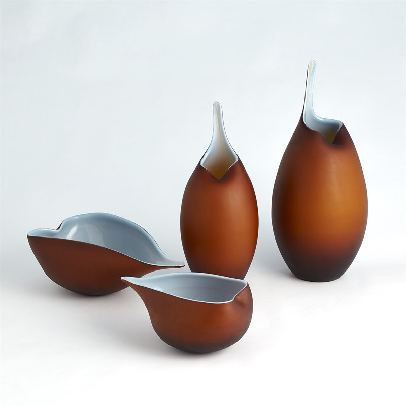 Frosted Bowl w/Casing, 5.5" H x 11" W x 7" D, Blue/Amber