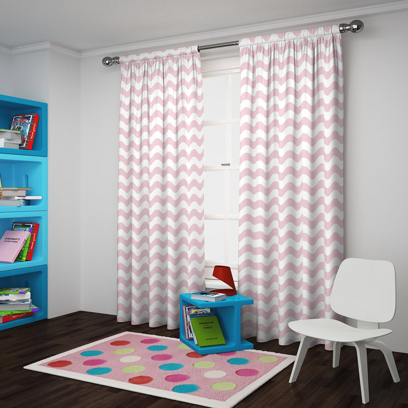 Wavy Chevron Blackout Curtain Single Panel, 42" W x 84" L, Magnolia
