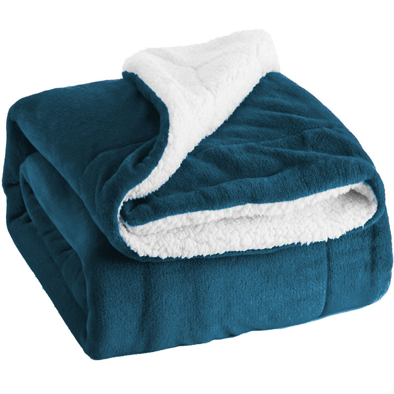 Ultra-Soft Sherpa Fleece Blanket(Reversible), Teal, 240cm x 200cm