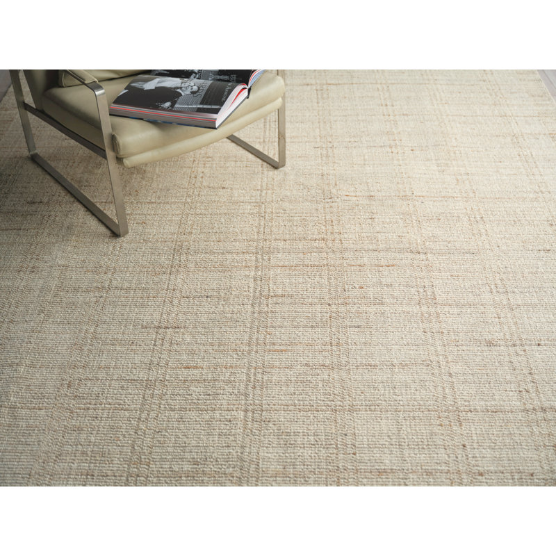 Desi hand-knotted Wool Beige Area Rug, Rectangle 12' x 15', Beige