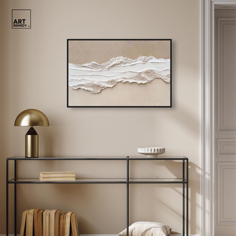 Toile texturée «Sea I» par Art Remedy, H 21 po x l 31 po, Cadre flottant, Noir