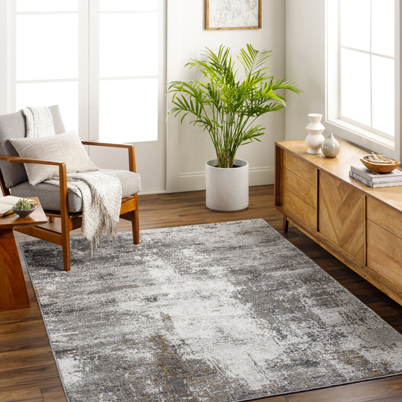 Matteo Abstract Gray Area Rug, Rectangle 7' x 9'