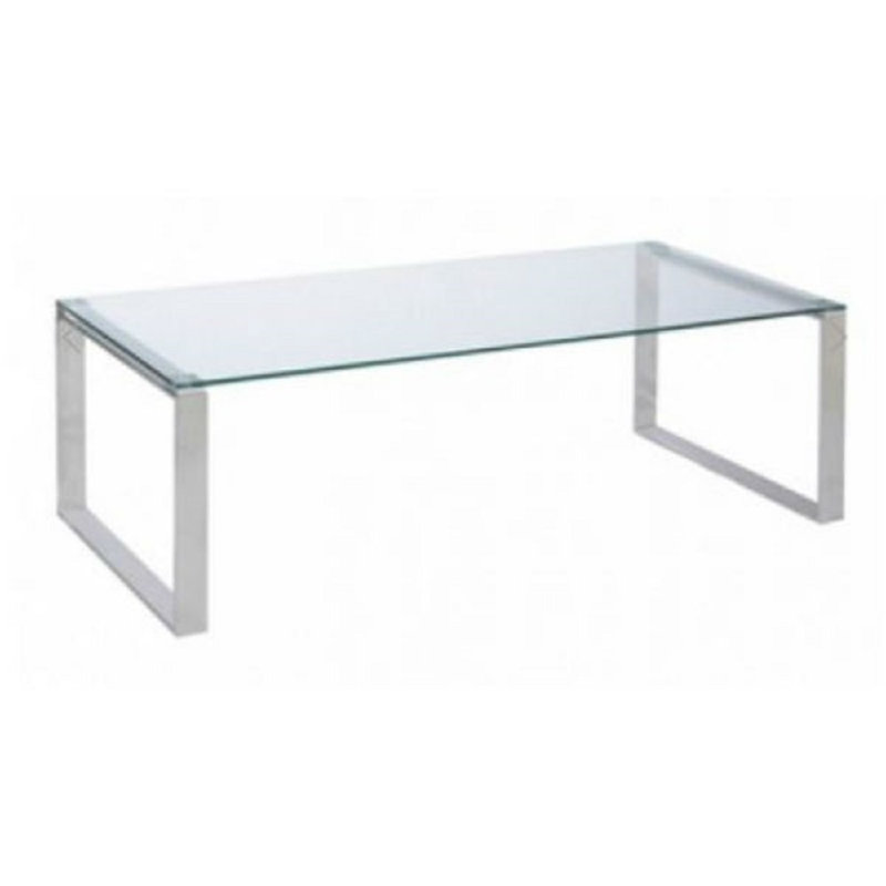 Table basse traîneau Huxley, H 16 po x L 39 po x l 18 po, Argent