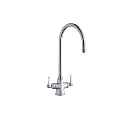 Robinet de cuisine à un trou avec robinet de pont dissimulé avec bec col-de-cygne de 8 po et poignées levier de 2 po chromées