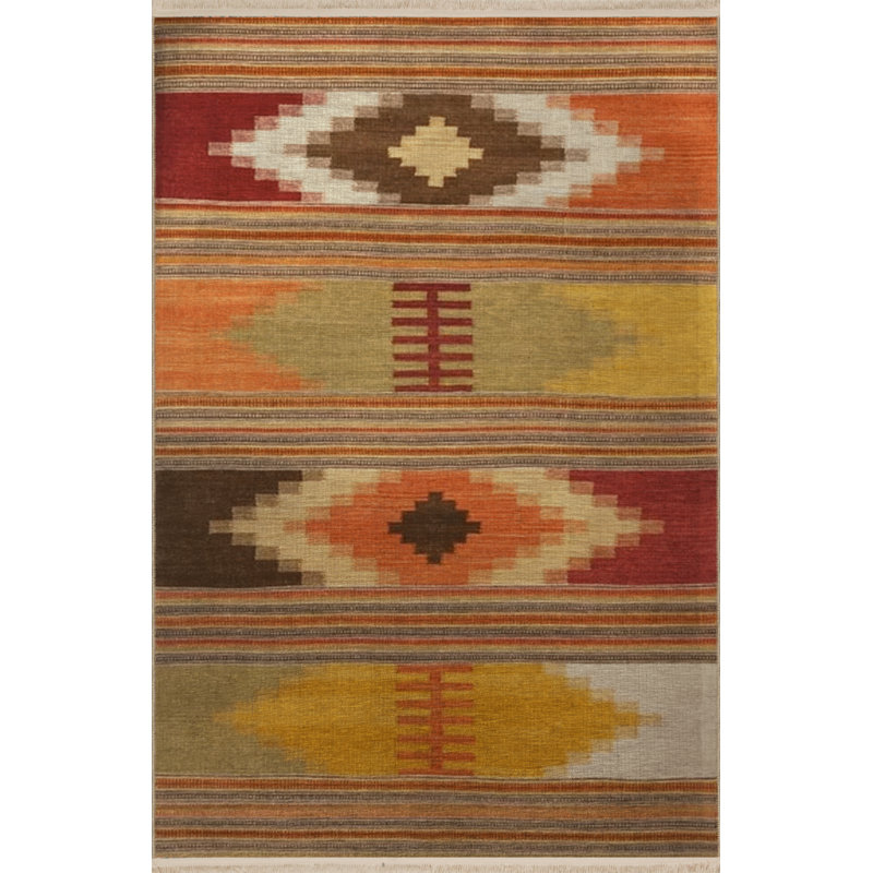 Tapis brun en polypropylène à imprimé numérique Jozy, Rectangle 5 pi 2 po x 7 pi 11 po