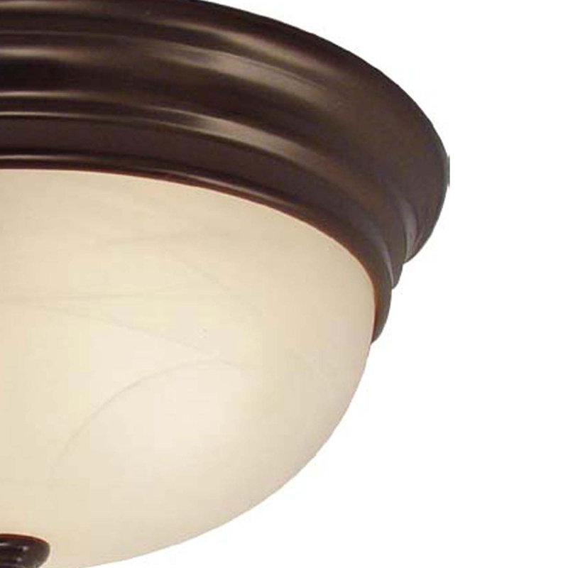  1-Light Indoor 11"W Antique Bronze Simple Round Flush Mount with White Alabaster Glass Bowl Shade, Antique Bronze