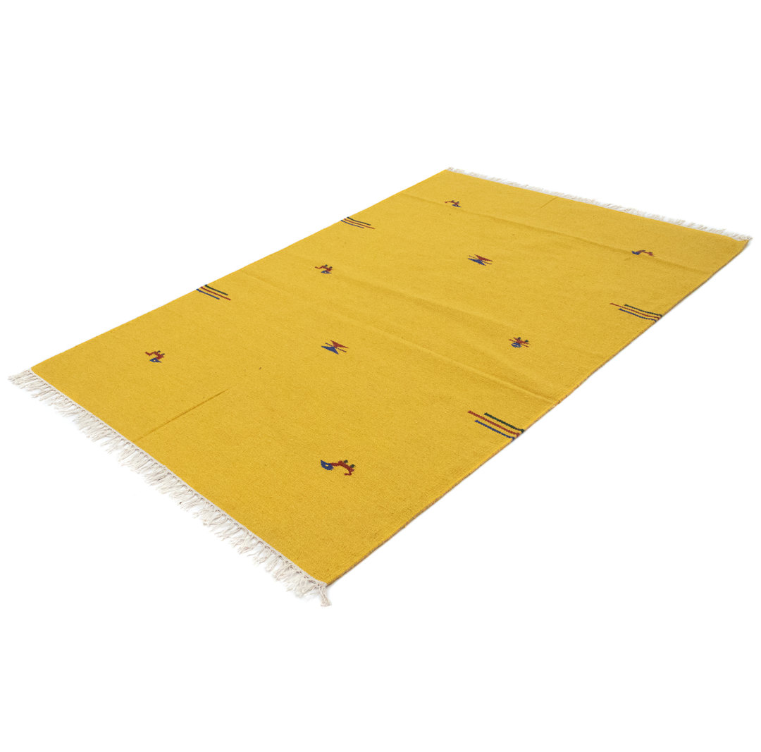 Handmade Kilim Wool Yellow Indoor/Outdoor Rug