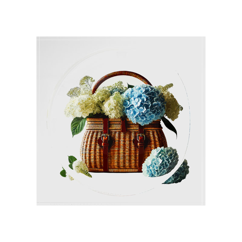 Basket Full Hydrangea Blue Acrylic Candy Catchall Dish, 6"W x 6"D x 2"H