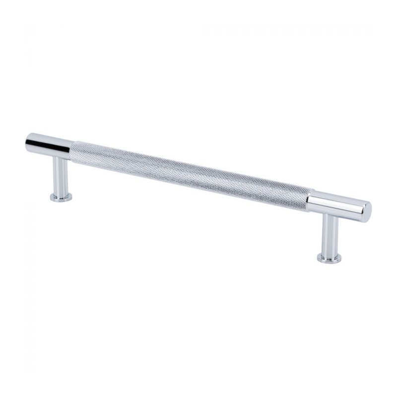 Beliza Knurled Bar Pull, Polished Chrome, 6 5/16"