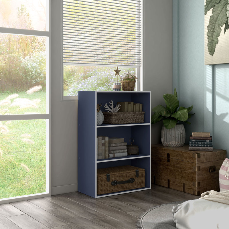 Bibliothèque de rangement Breayla, 3 tablettes, Bleu acier