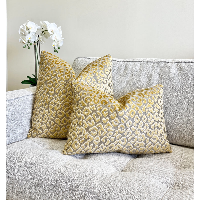 Housse de coussin en velours doré, H 22 po x l 22 po