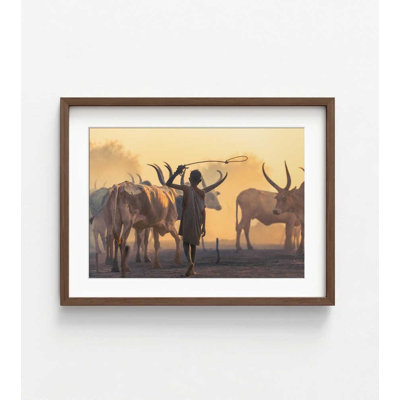 The Golden Herder African Art Print - Vibrant Tribal Design