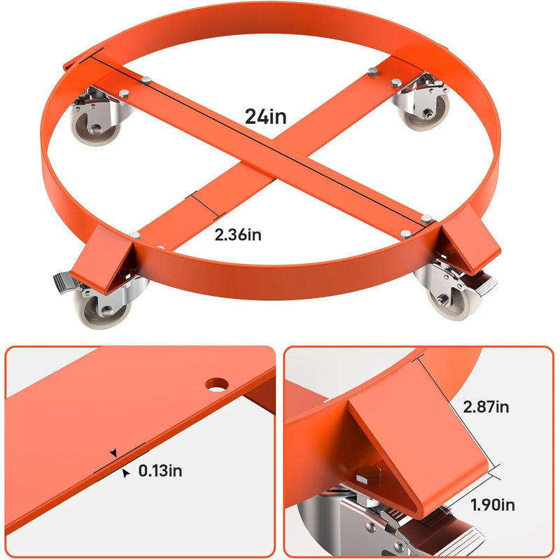 1/2 Pack 55 Gallon Oil Drum Dolly with 4/5 Swivel Casters Wheel for Warehouse Drum Handling