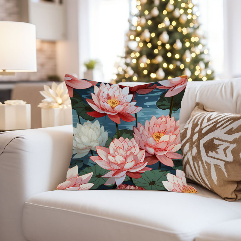 Floral Lotus Flowers I Asian, 18"H x 18"W