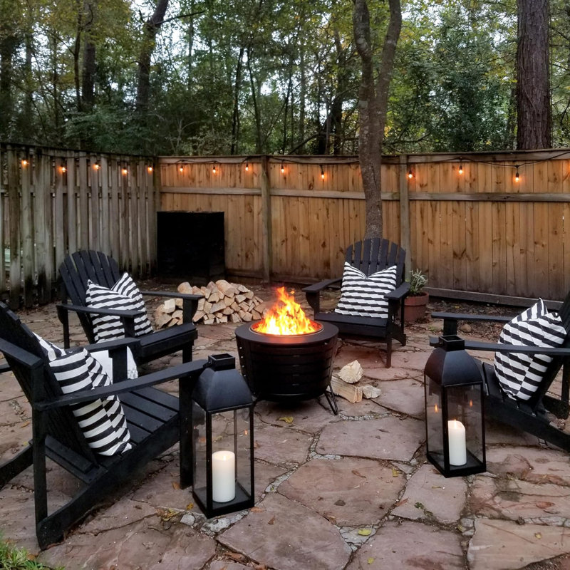 Brand Smokeless 25 in. Patio Fire Pit, Wood Burning Outdoor Fire Pit - Includes Wood Pack, Modern Design with Removable Ash Pan and Weather Resistant Cover, Black