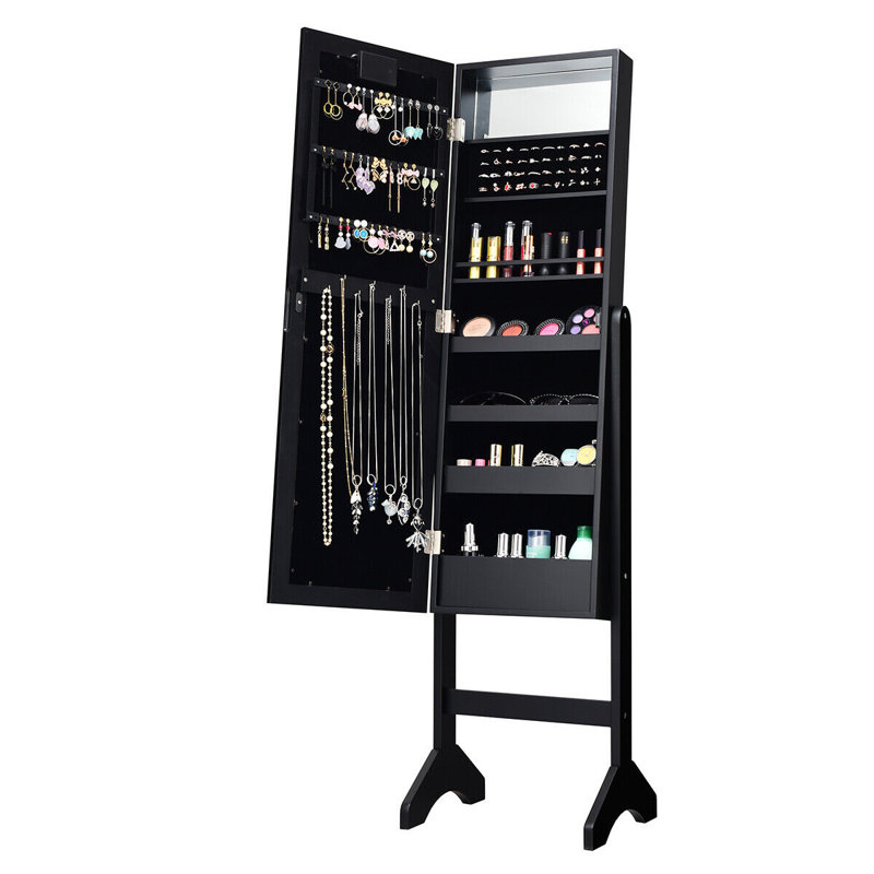Bowen 14'' Wide Freestanding Jewelry Armoire, Black
