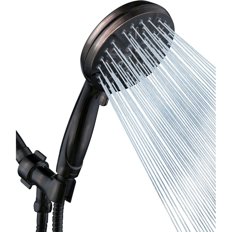 Oil Rubbed Bronze Shower System - 5 Mode High Pressure Rain Showerhead With Handheld, 60" Hose & Adjustable Bracket