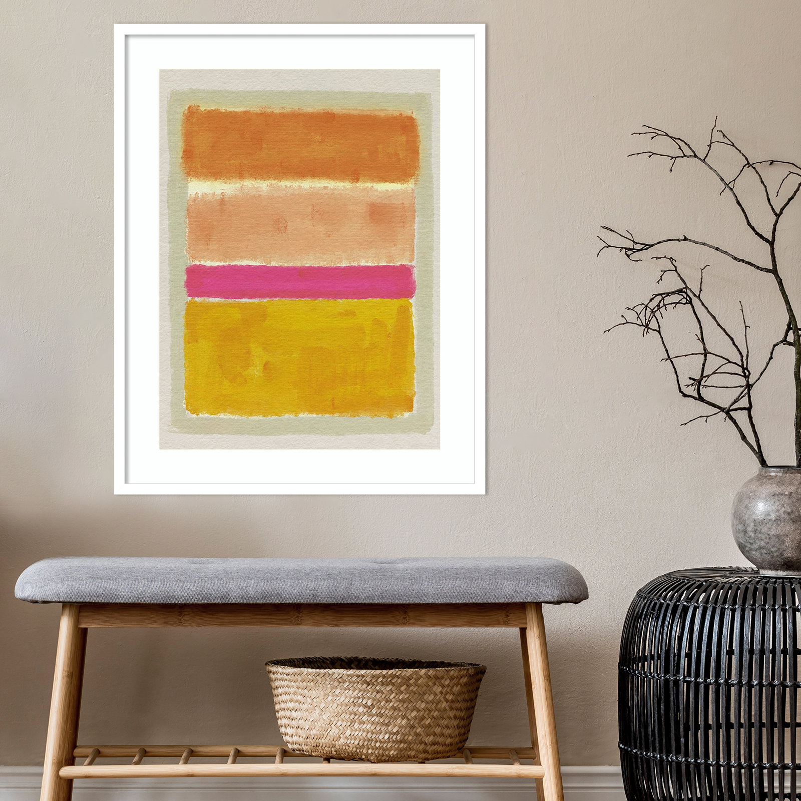 Rothko Inspired Tonescape by Victoria Barnes, 13" H x 11" W x 1" D, White