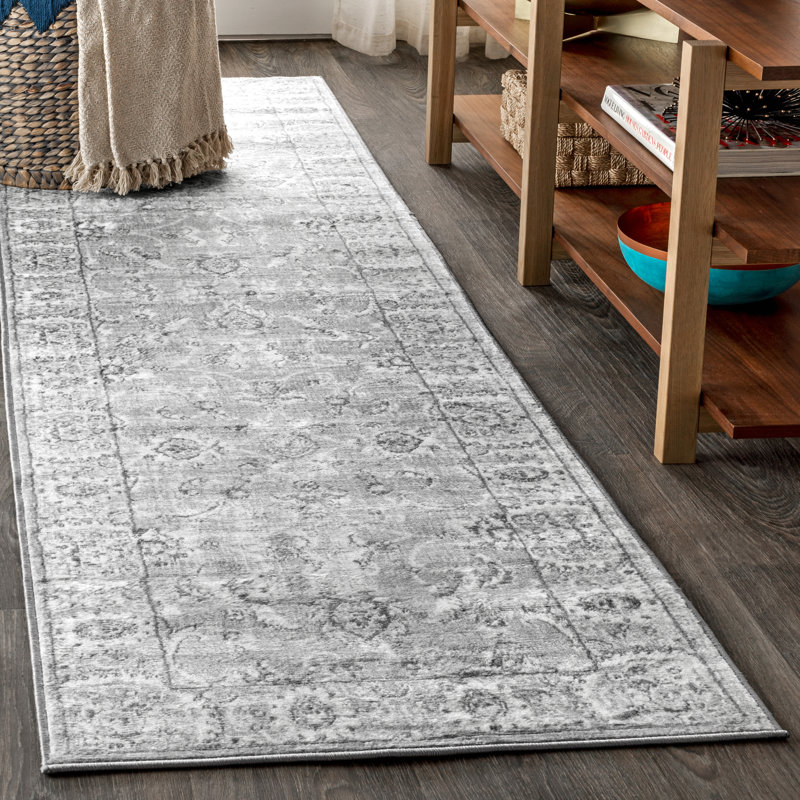 Tapis persan gris pâle rétro moderne Laxton, Tapis de couloir 2 pi 3 po x 8 pi