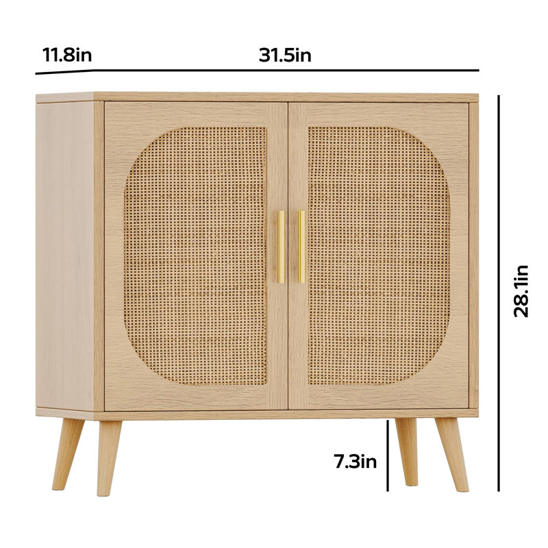 Shoe Storage Cabinet,With Two Doors And 4 Compartments Forstorage, Solid Wood Feet, Natural