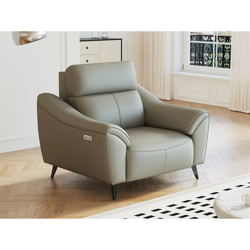 Fauteuil inclinable mural Zero, inclinable électrique compact de 24 pouces de large avec moteur silencieux et soutien lombaire - Canapé inclinable électrique Premium gris