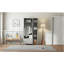 3-door mirror wardrobe, with 2 drawers and top cabinet, grey