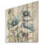 Fleurs de pavot bleu pâle et blanches I - coquelicots, art sur bois de pin naturel-1514095941