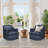 Genuine Leather Swivel Barrel Chair For Living Room, Bedroom-81102540