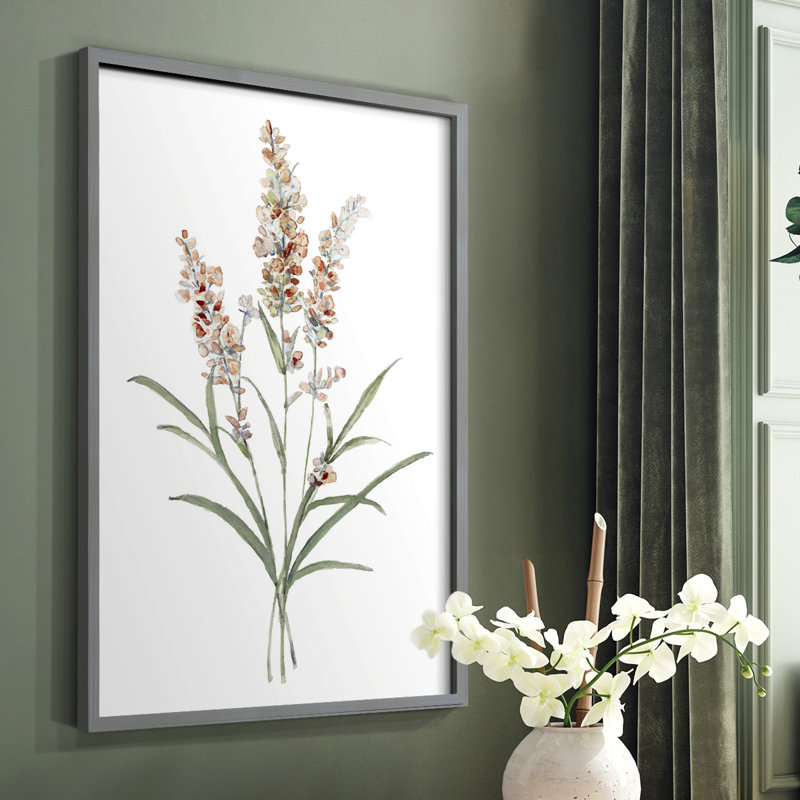 D botanique I, reproduction encadrée - bois massif, H 10 po x l 8 po, Gris