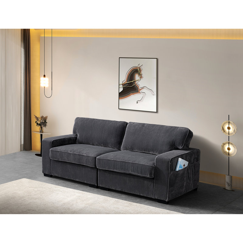 Comfy Grey With Foam Cushions And Stable Base Foam-wrapped Wood Construction