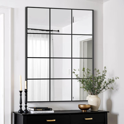 Miroirs de fenêtre pour décoration murale, miroirs muraux décoratifs 30 x 40, miroirs muraux rectangulaires en métal pour chambre à coucher, salon, salle à manger, entrée, salle de bain, cheminée