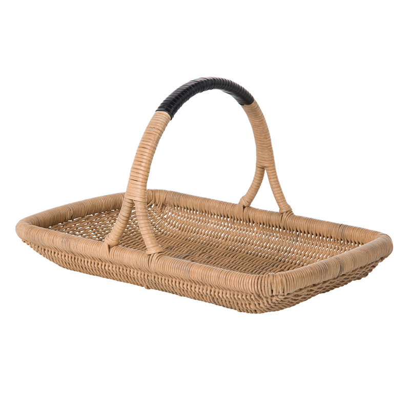 Beachcrest Home™ Folsom Wicker Basket, Natural/Black, 20'' x 14''