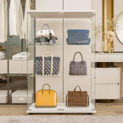 2 Doors Glass Display Cabinet With 3 Shelves