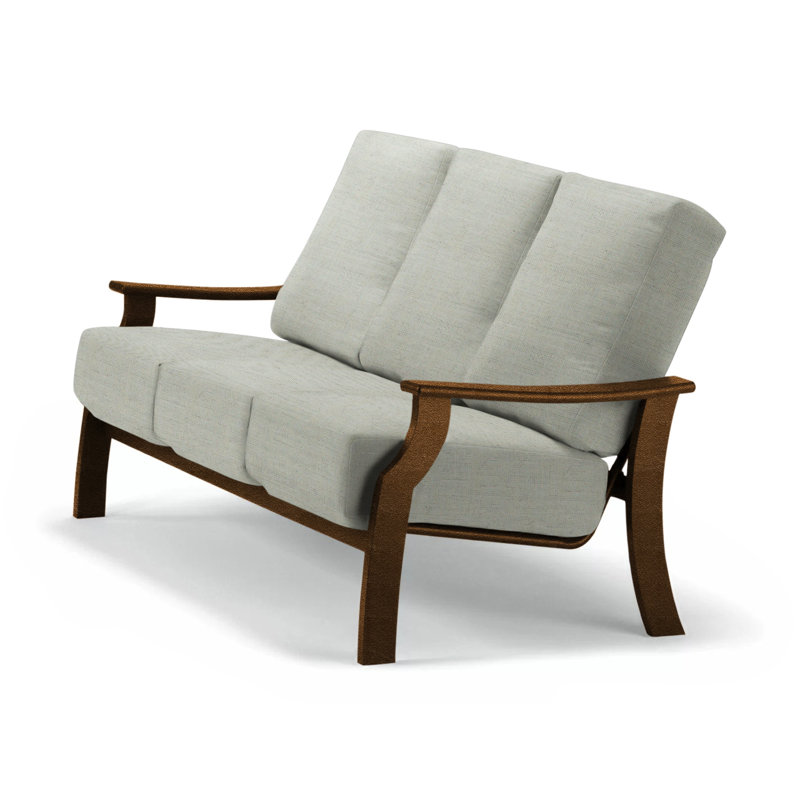 St. Catherine 74'' Wide Patio Sofa with Cushions, Kona, Canvas Air Blue Sunbrella® Canvas