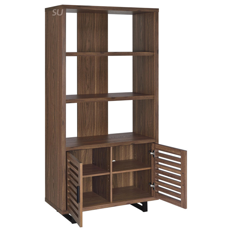 Plasencia 71-Inch 3-Shelf Cabinet Bookcase Walnut