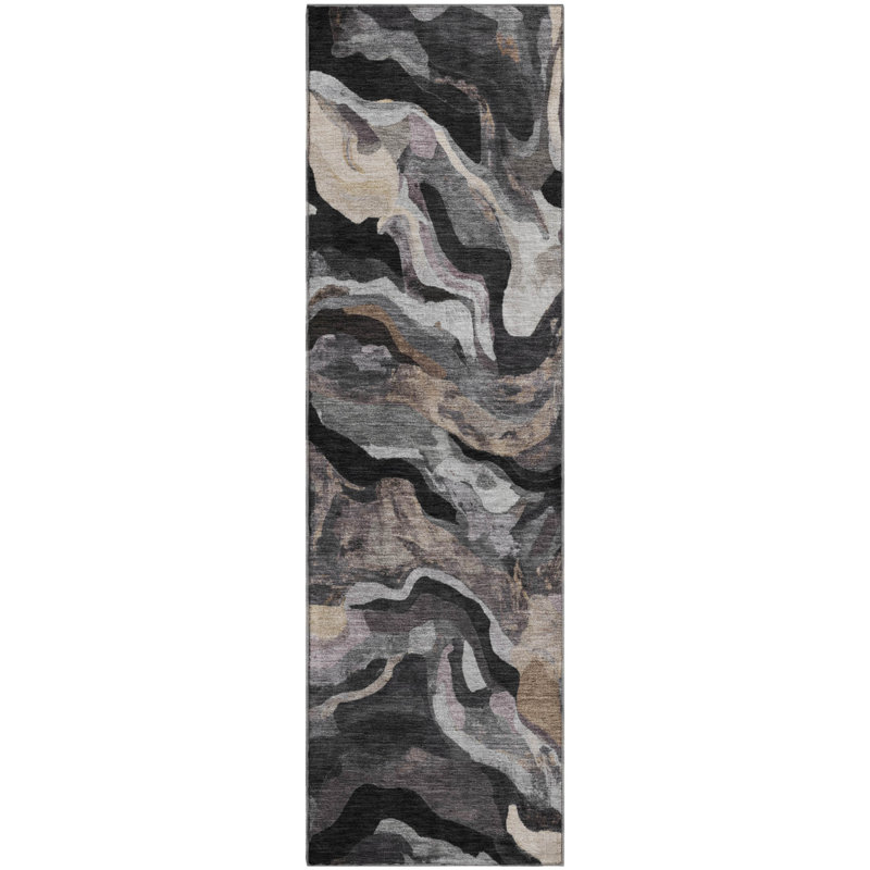 Tapis moderne lavable à la machine de qualité supérieure Mayfield AMF2162, Granite, Tapis de couloir 2 pi 3 po x 7 pi 6 po
