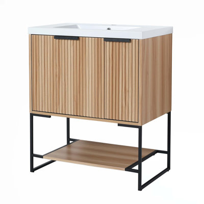 Meuble-lavabo autoportant avec lavabo en résine