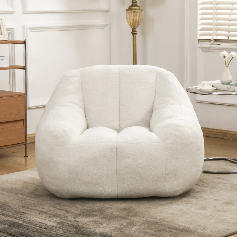 Bean Bag Chair With Filler, White Teddy