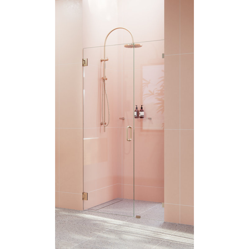 Illume 40.25 in. x 78 in. Fully Frameless Wall Hinge Shower Door, Brushed Bronze