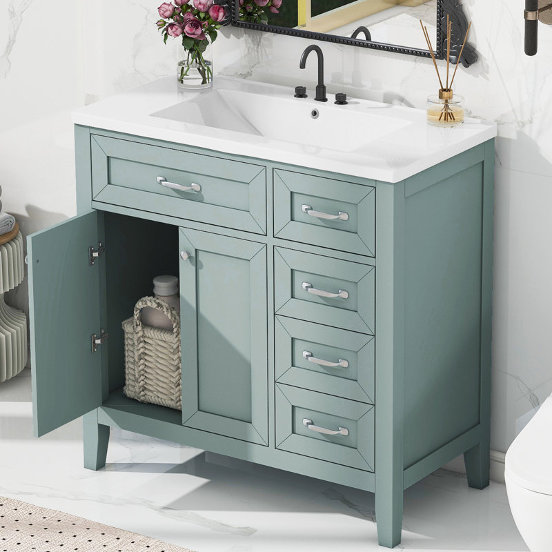 Meuble-lavabo 36 po avec lavabo, Vert