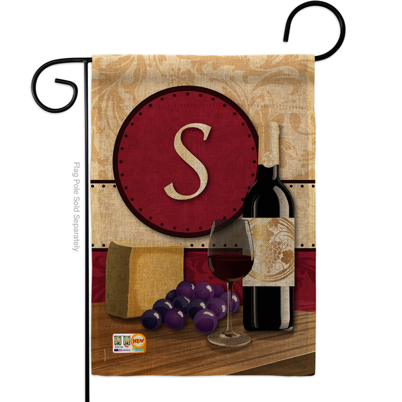 Ensemble de drapeaux 19 po x 13 po Wine H Initiale Happy Hour and Drinks, S
