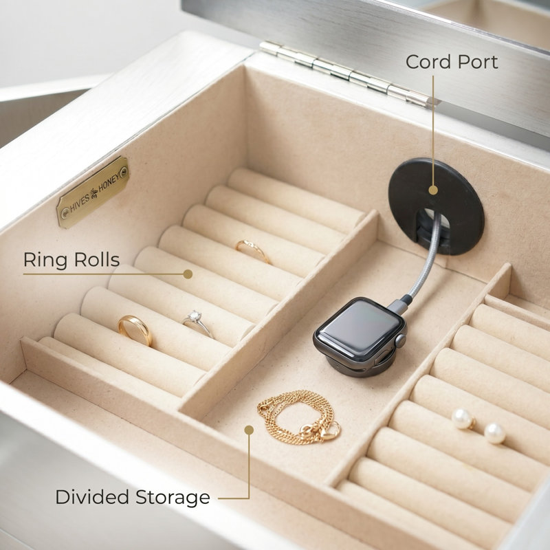 Armoire à bijoux autoportante Machele, Argent