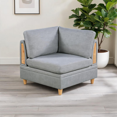 Canapé de coin contemporain 36 po x 36 po pour salon, tissu gris